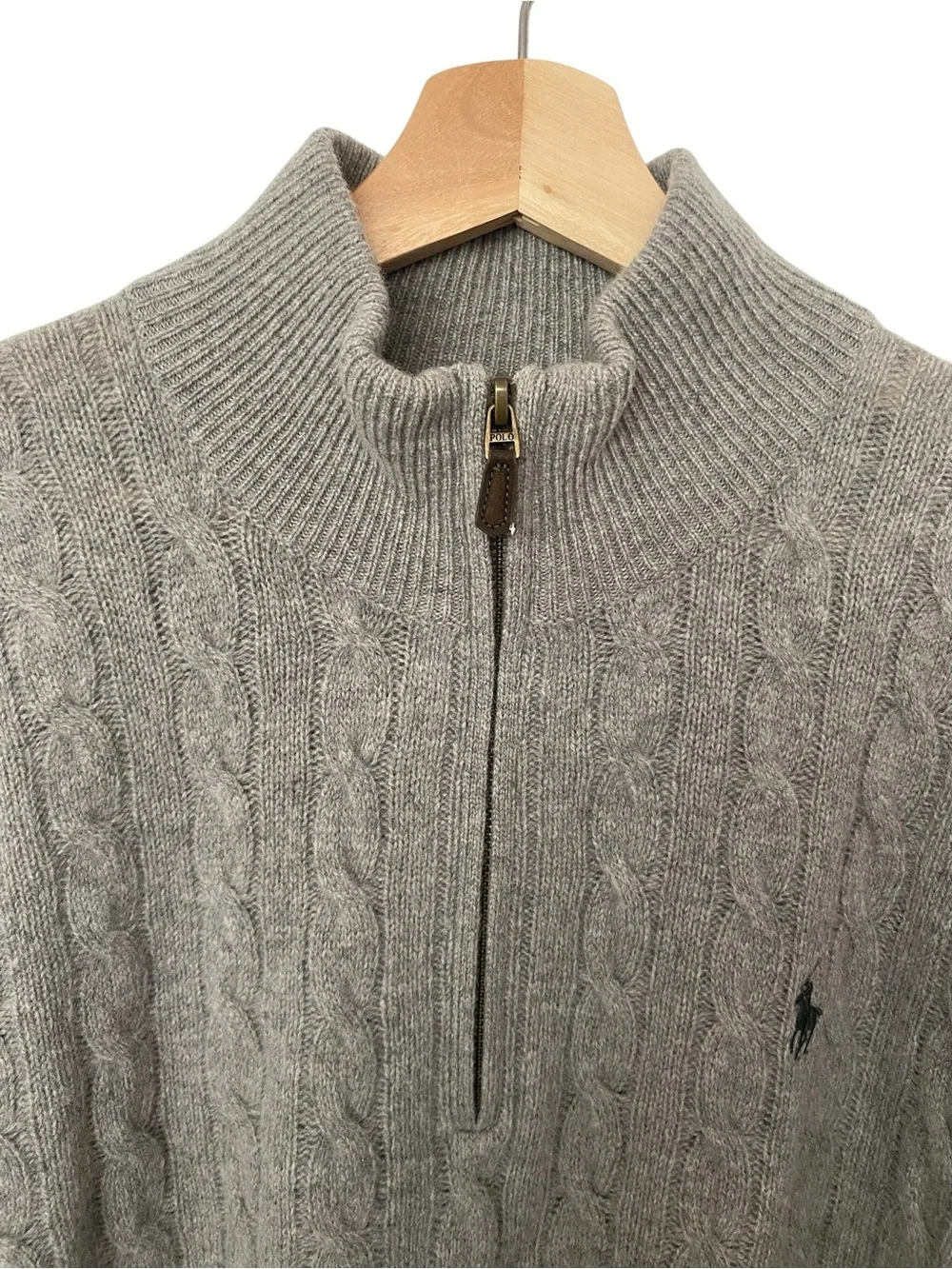 POLO RALP LAUREN WOOL CASHMERE BLEND CABLE KNIT SWEATER MENS SZ XL